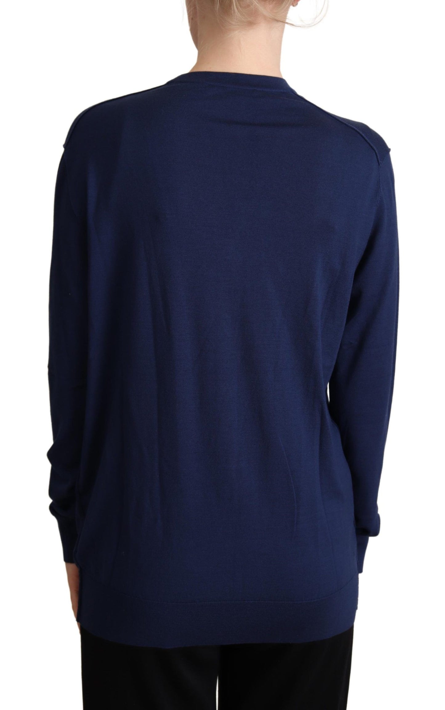 Dolce & Gabbana Cardigan Elegante in Lana Vergine Blu