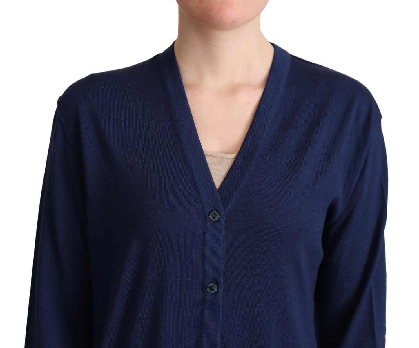 Dolce & Gabbana Cardigan Elegante in Lana Vergine Blu