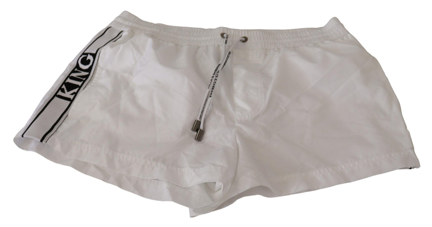 Dolce & Gabbana elegante costume da bagno bianco con motivo KING