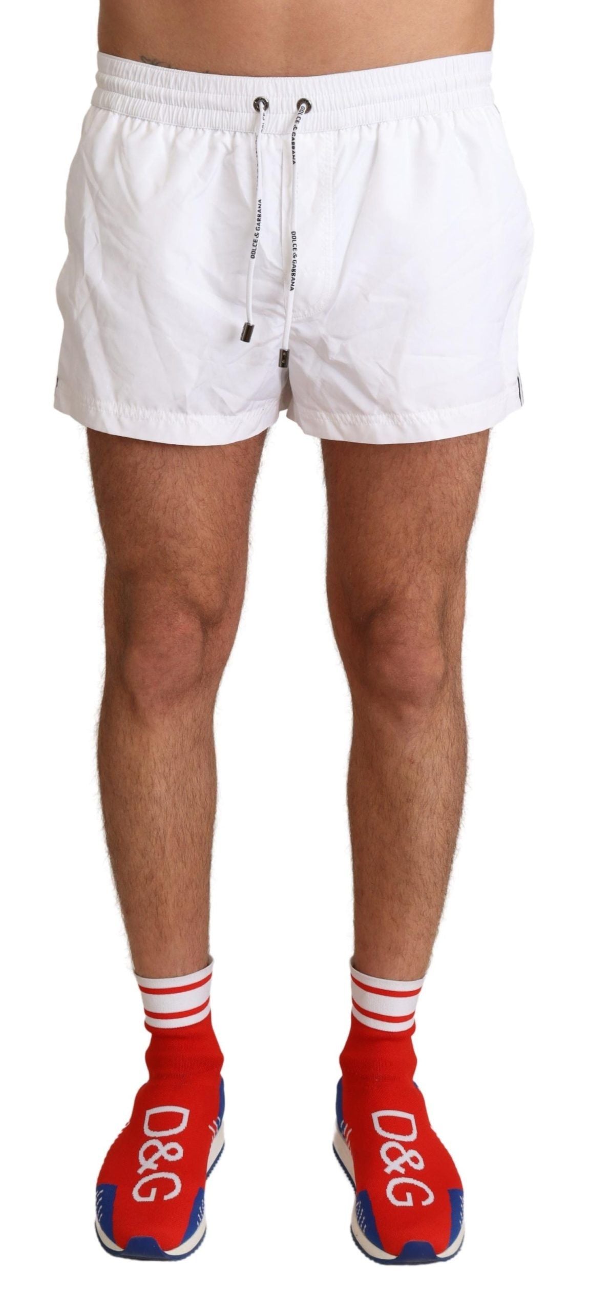 Dolce & Gabbana elegante costume da bagno bianco con motivo KING