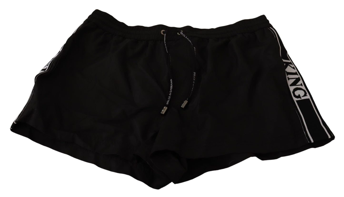 Dolce & Gabbana elegante costume da bagno nero con motivo KING