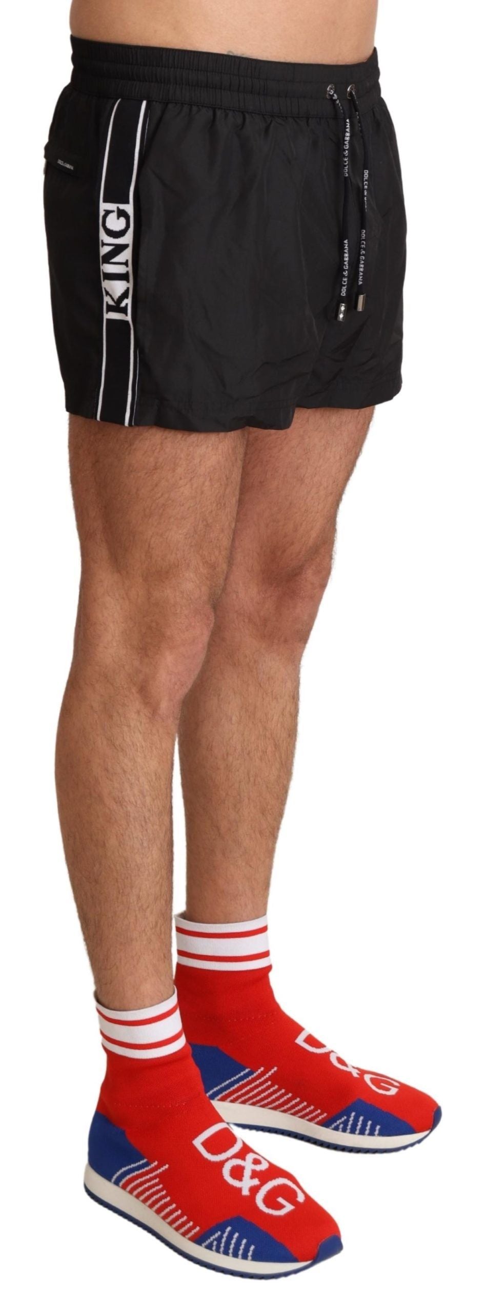 Dolce & Gabbana elegante costume da bagno nero con motivo KING