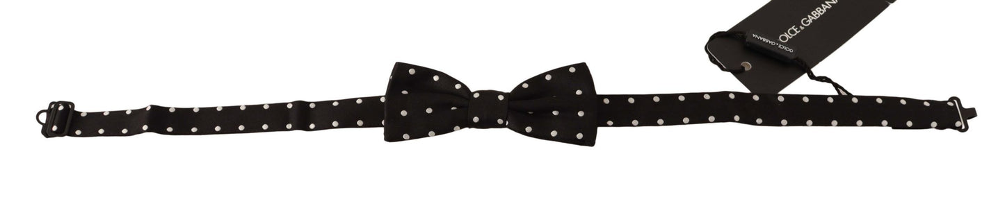 Dolce & Gabbana Elegante Papillon In Seta A Pois Neri