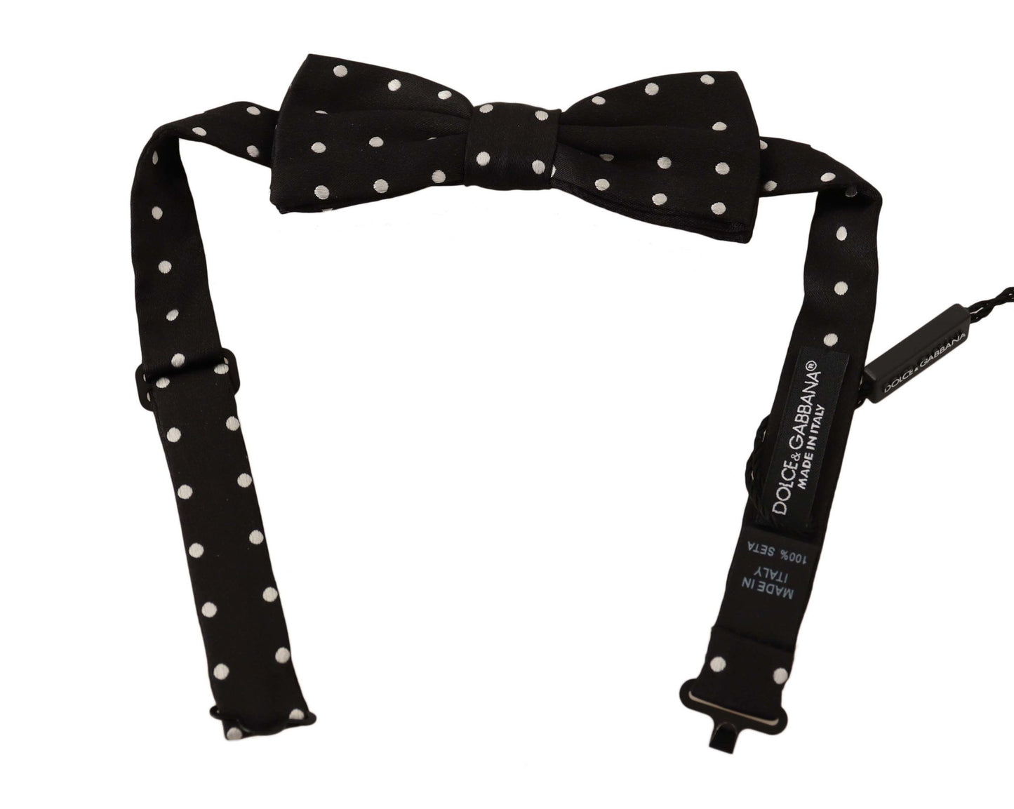 Dolce & Gabbana Elegante Papillon In Seta A Pois Neri