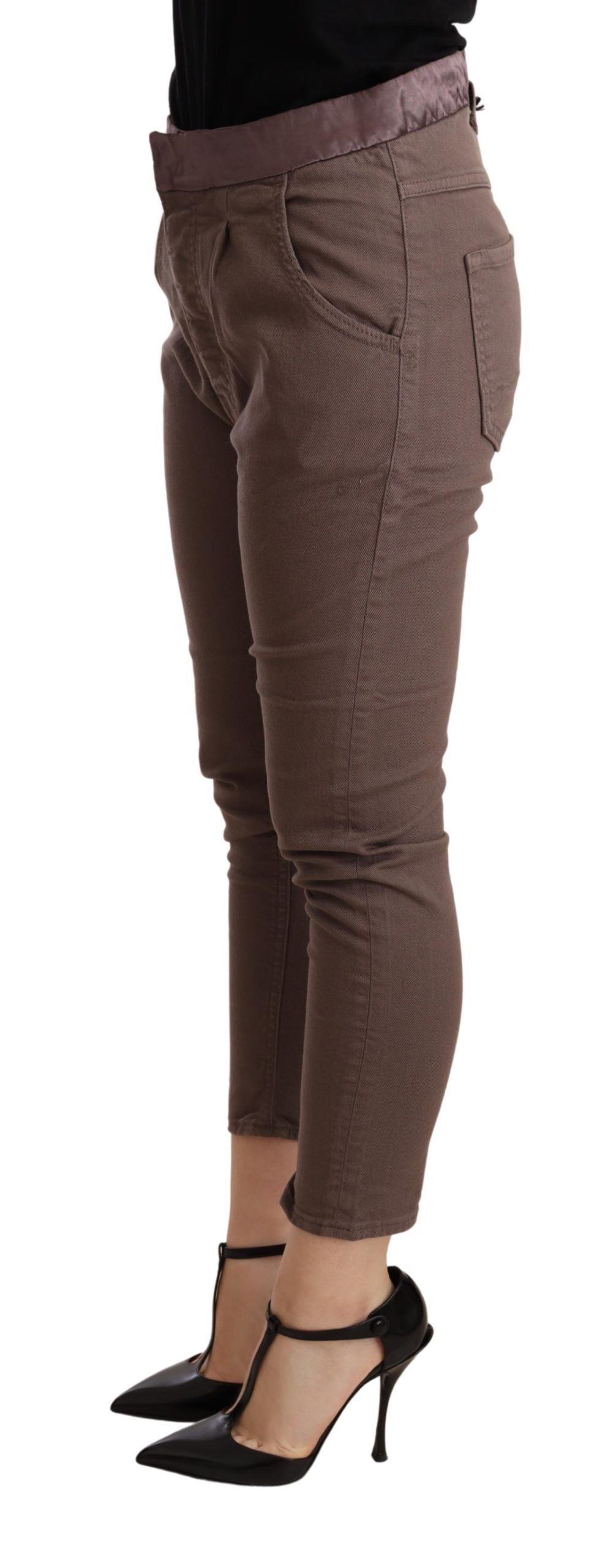 CYCLE Pantaloni corti skinny a vita media marroni chic