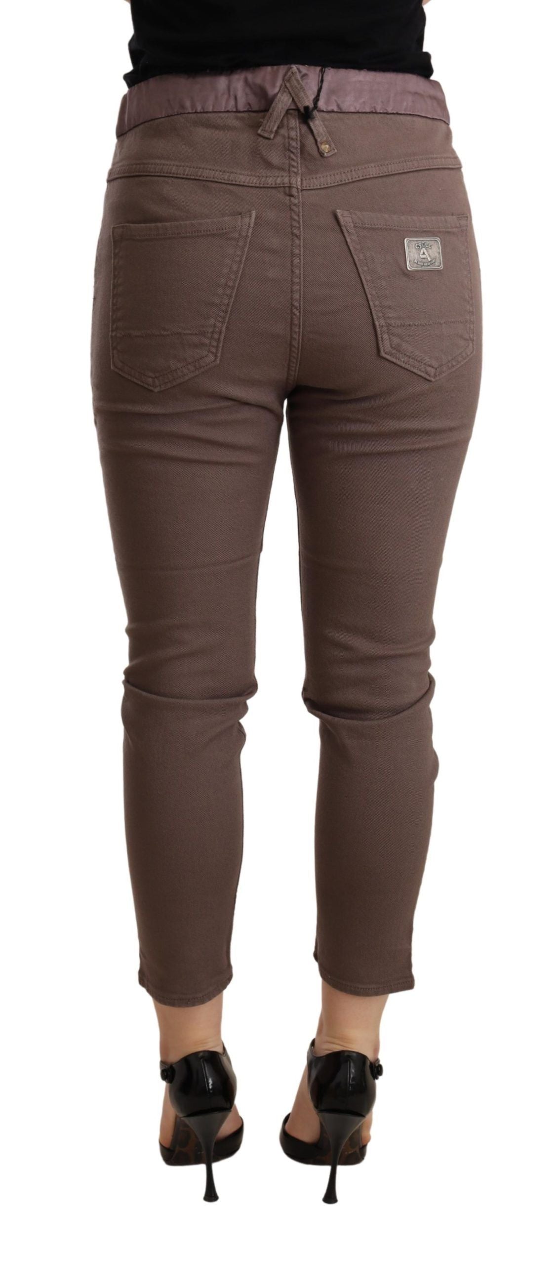 CYCLE Pantaloni corti skinny a vita media marroni chic