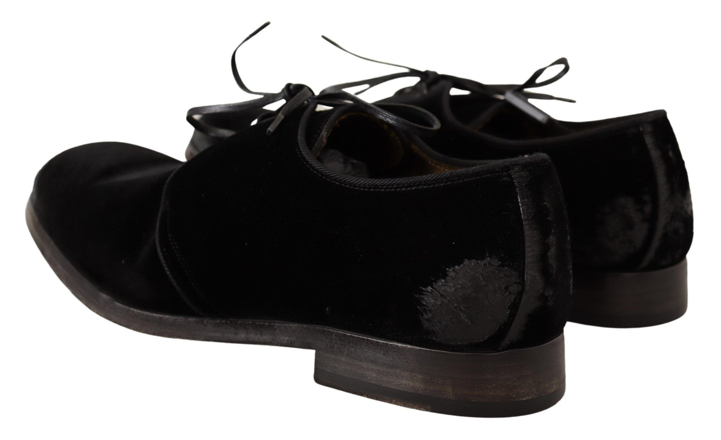 Dolce & Gabbana Eleganti Scarpe Derby in Velluto Nero
