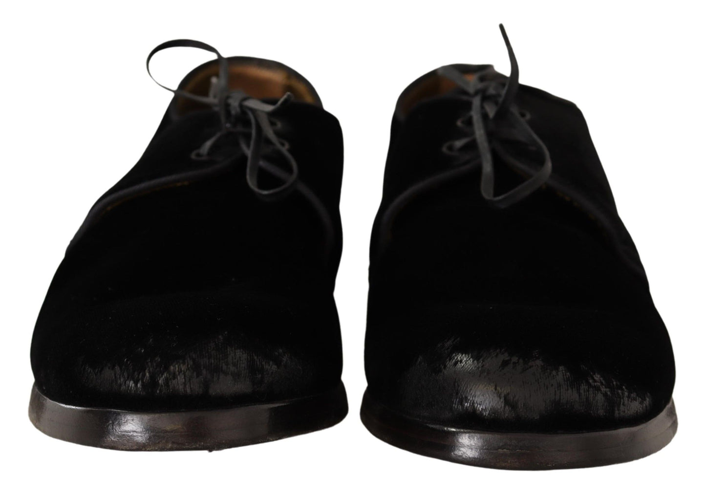 Dolce & Gabbana Eleganti Scarpe Derby in Velluto Nero