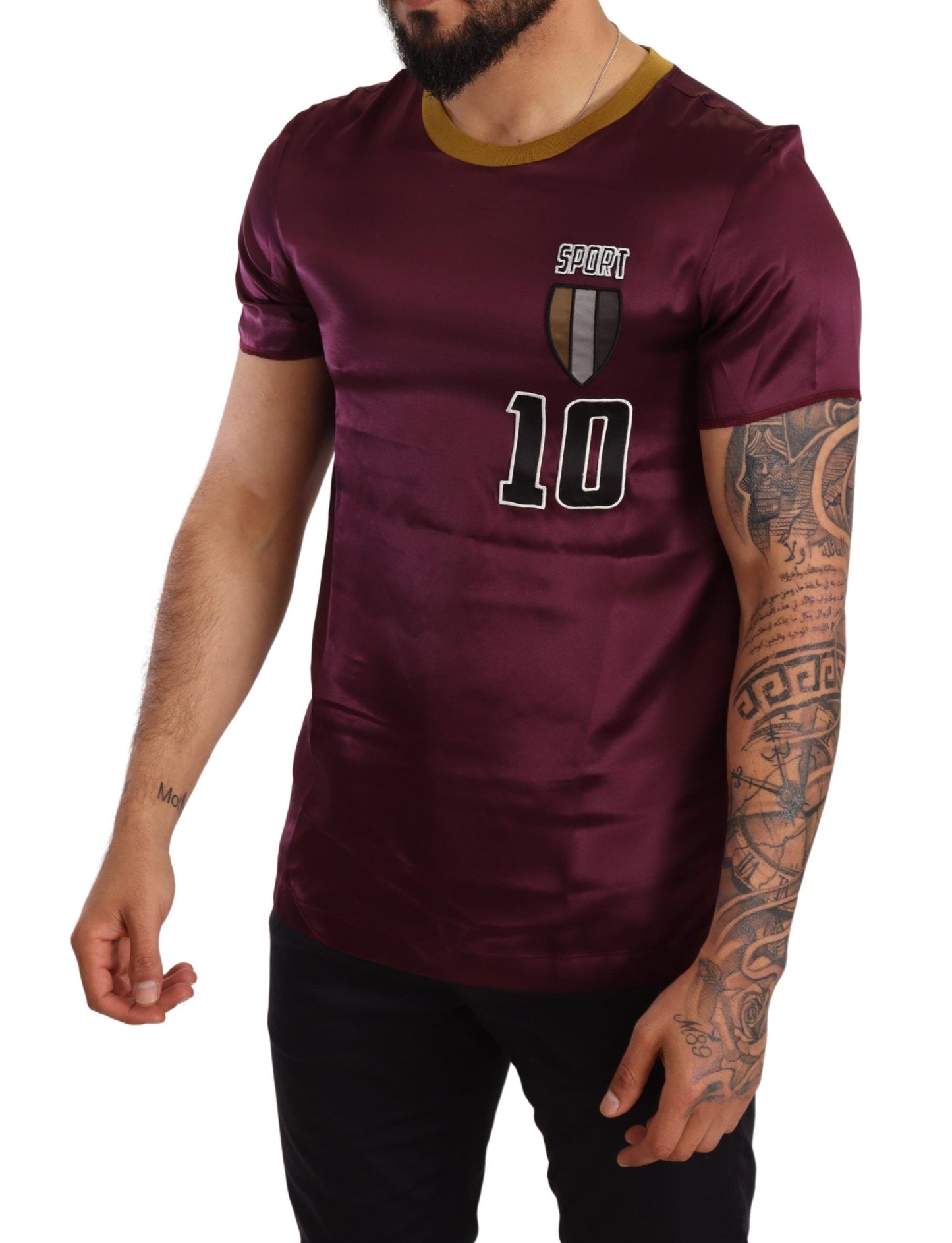 Dolce & Gabbana T-shirt elegante a maniche corte in seta viola