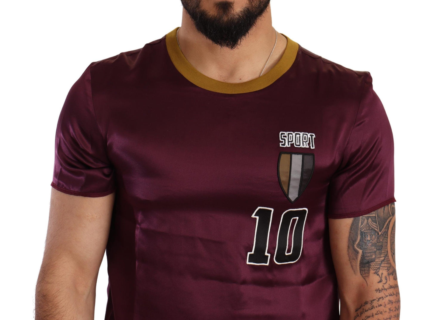 Dolce & Gabbana T-shirt elegante a maniche corte in seta viola