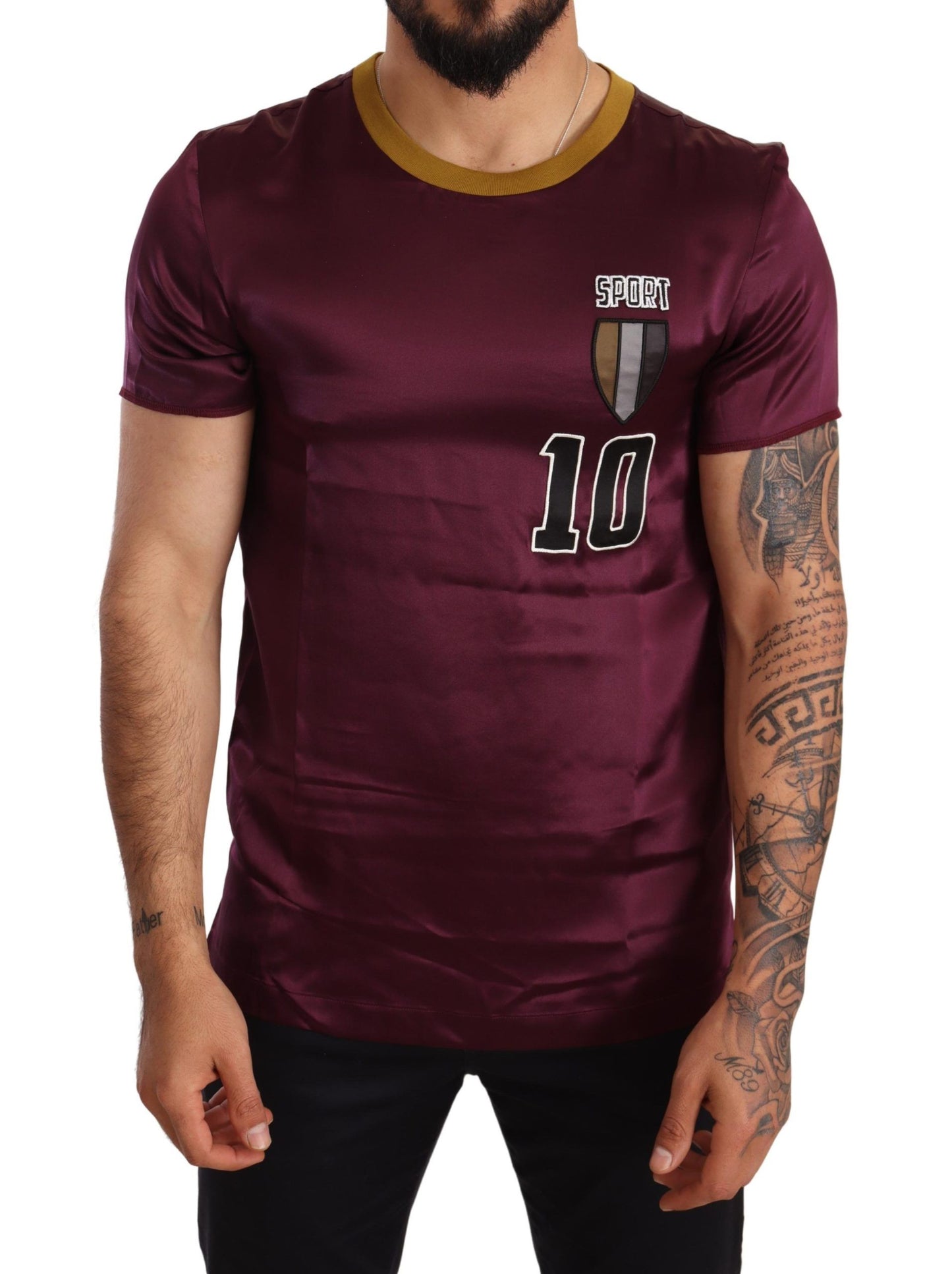 Dolce & Gabbana T-shirt elegante a maniche corte in seta viola