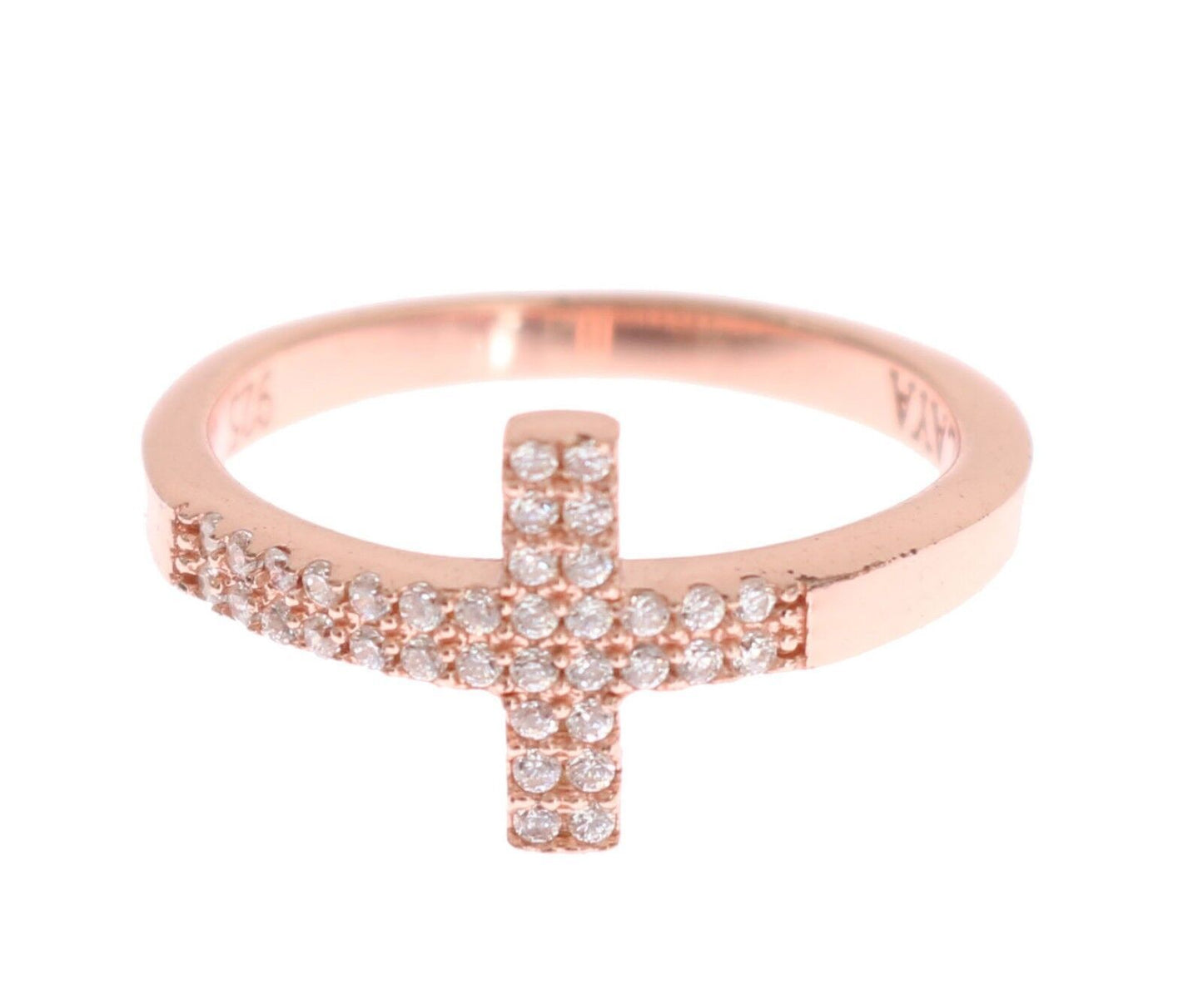 Nialaya Elegante anello in argento tempestato di cristalli rosa