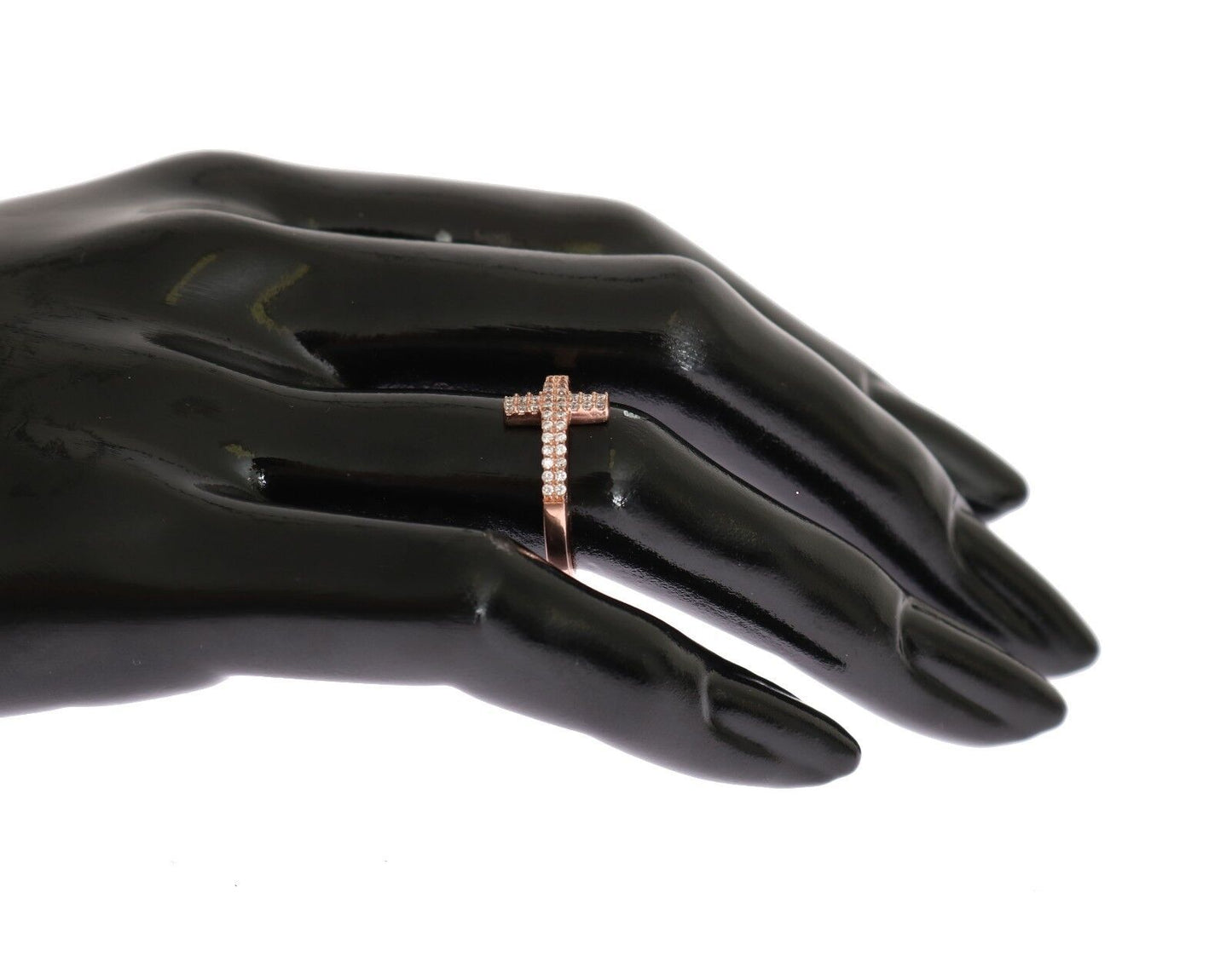 Nialaya Elegante anello in argento tempestato di cristalli rosa