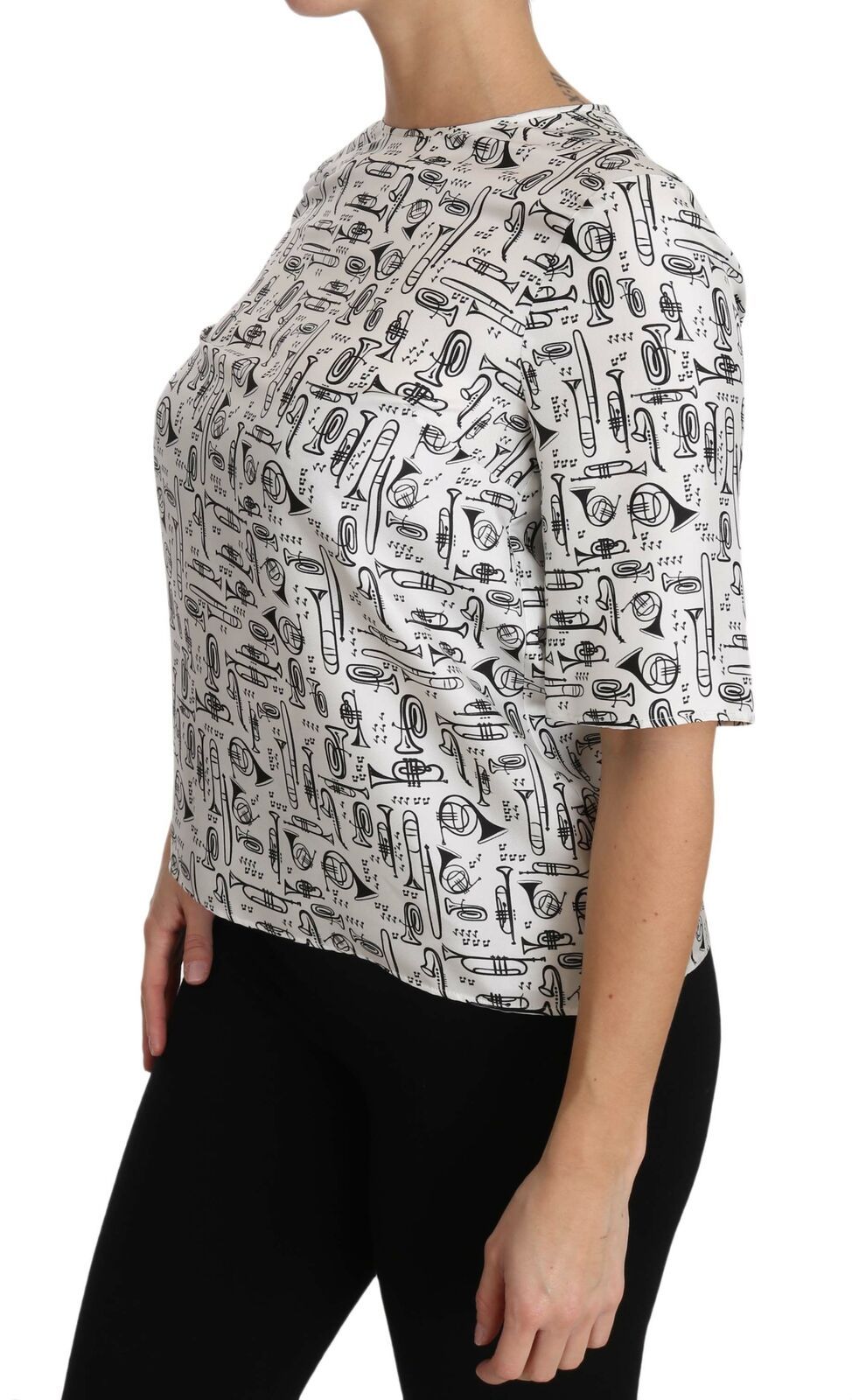 Dolce & Gabbana Elegante camicetta in seta con stampa tromba
