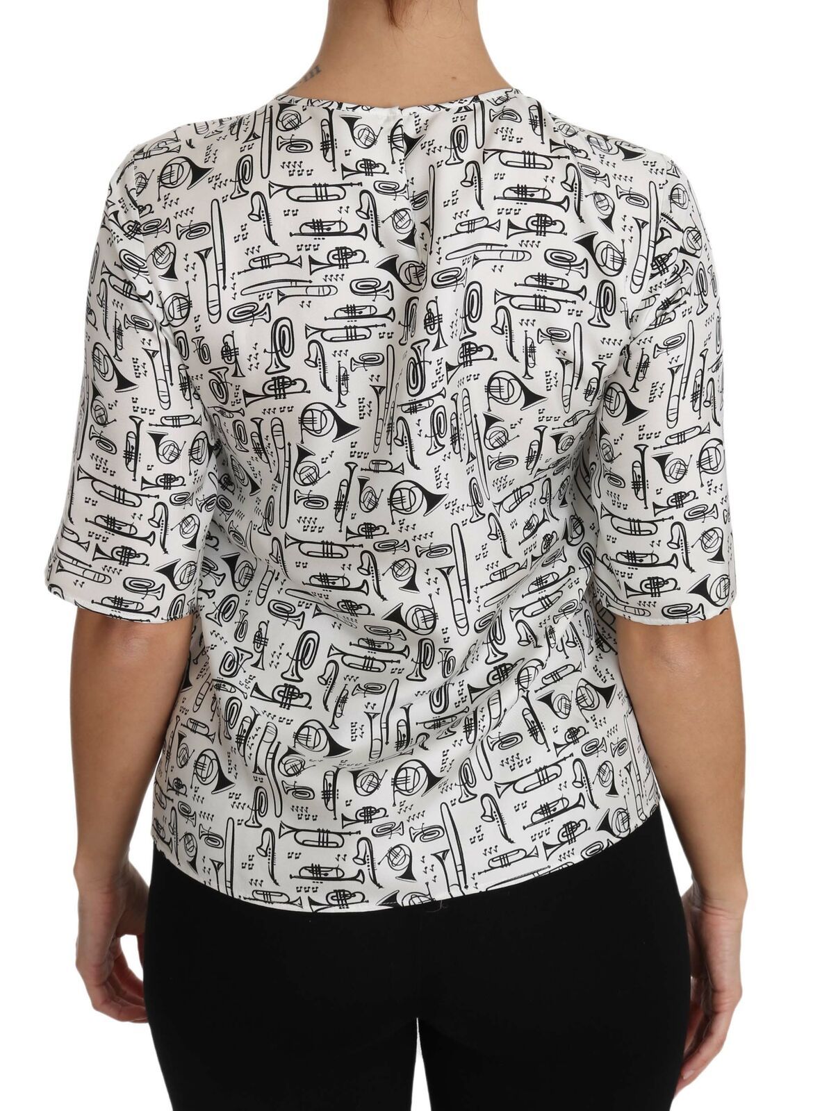 Dolce & Gabbana Elegante camicetta in seta con stampa tromba