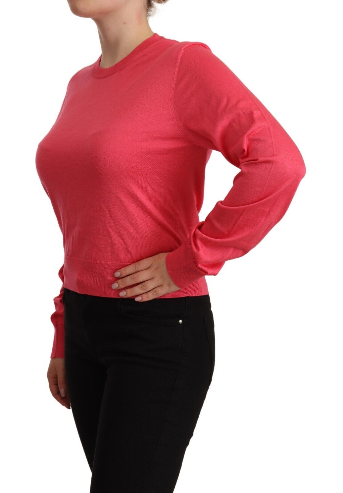 Dolce & Gabbana Elegante Maglione Girocollo In Seta Rosa
