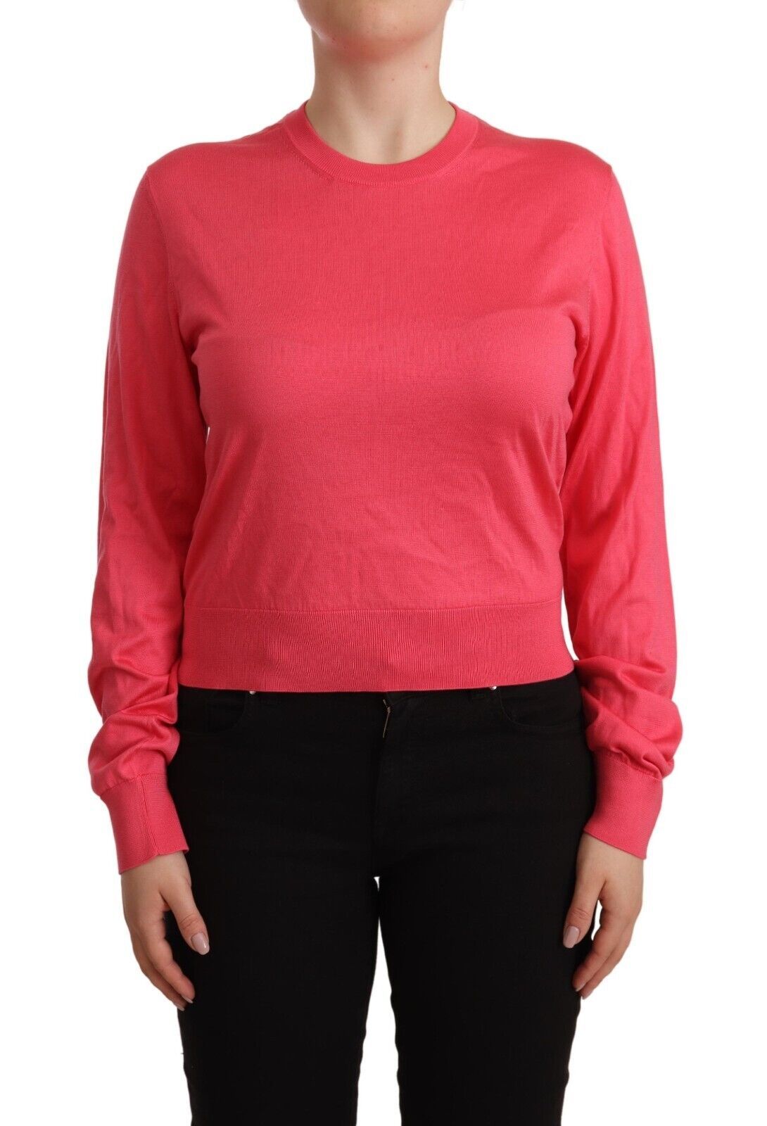 Dolce & Gabbana Elegante Maglione Girocollo In Seta Rosa