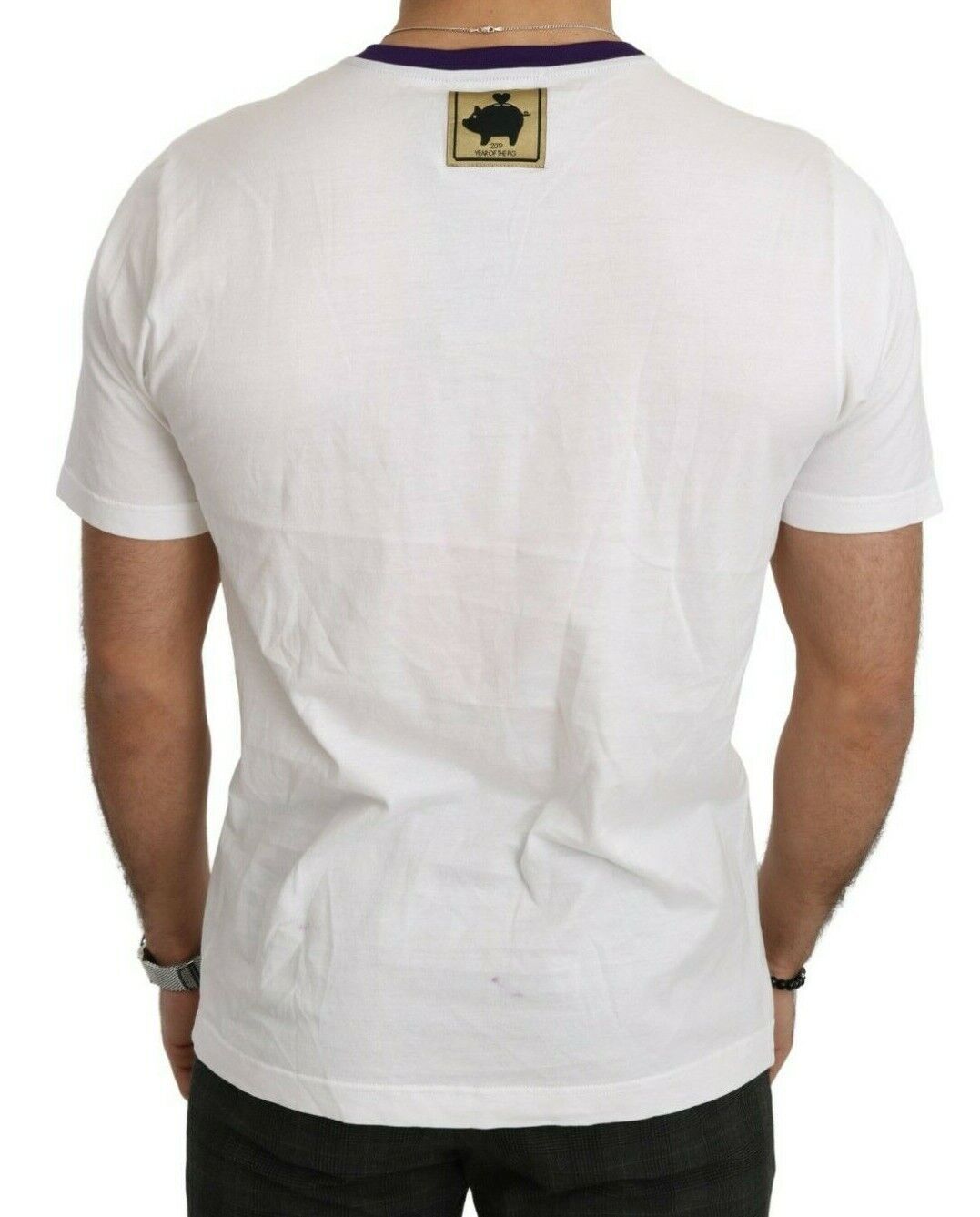 Dolce & Gabbana T-shirt chic in cotone bianco con motivo maialino