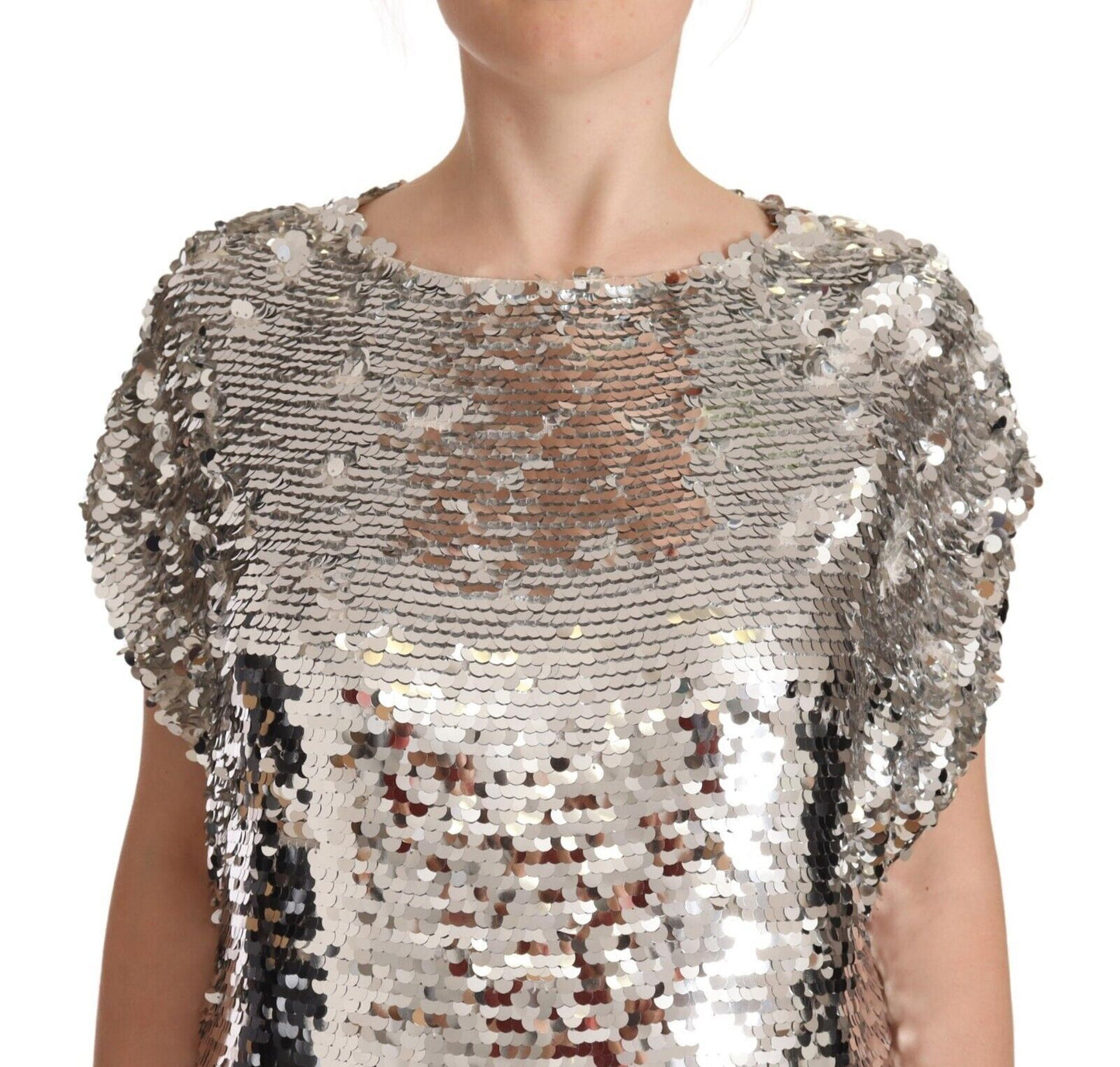 MSGM Miniabito elegante con scollo a barchetta in paillettes