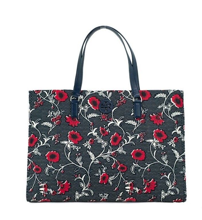 Borsa tote media a spalla Tory Burch in nylon con stampa batik retrò