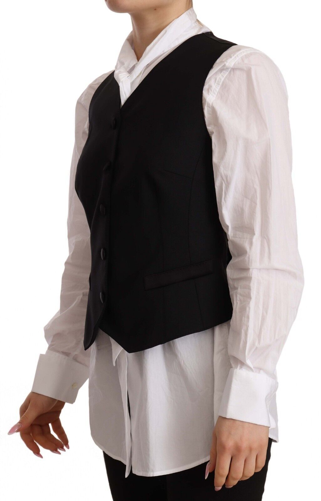 Dolce & Gabbana Gilet Elegante in Misto Lana Nero