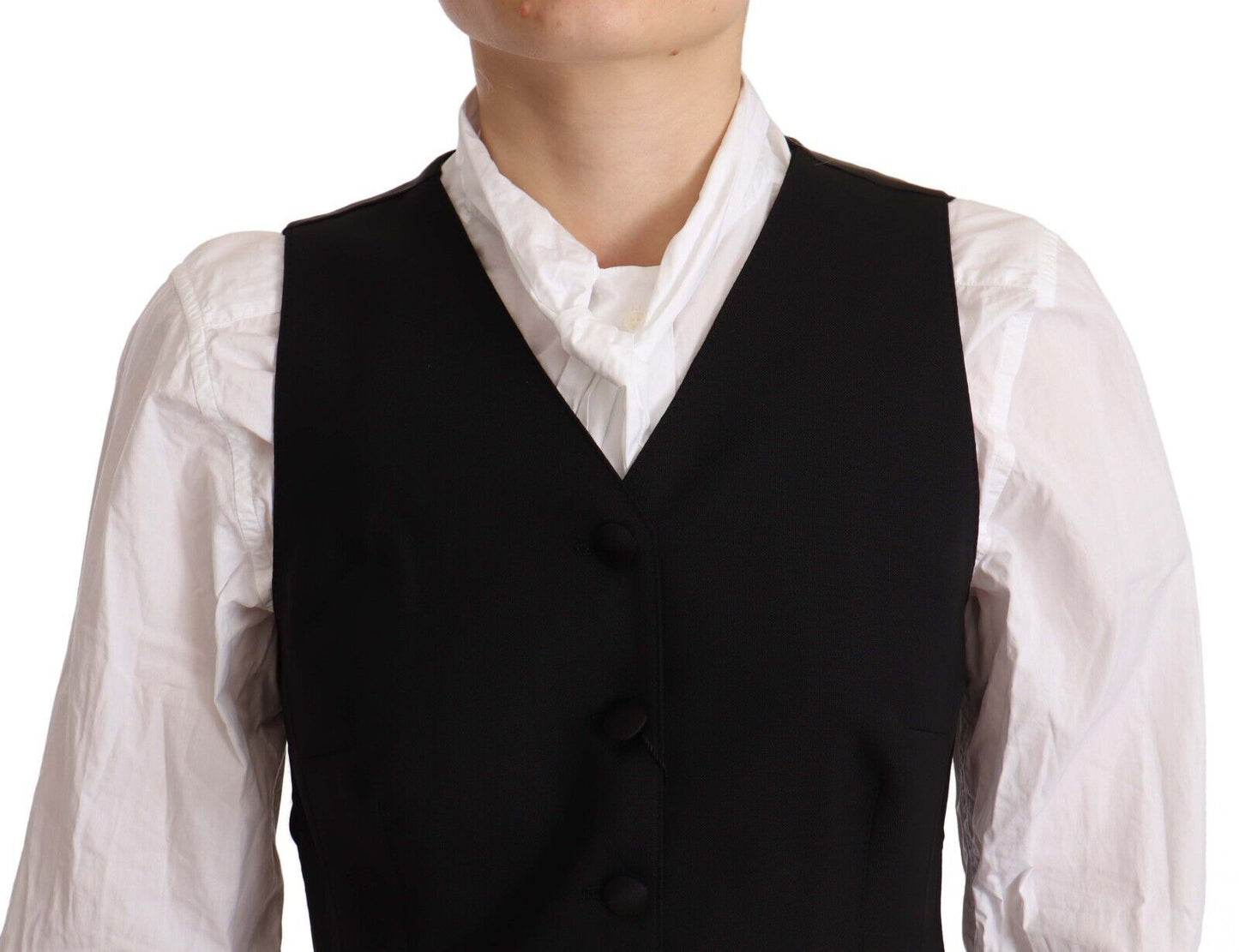 Dolce & Gabbana Gilet Elegante in Misto Lana Nero
