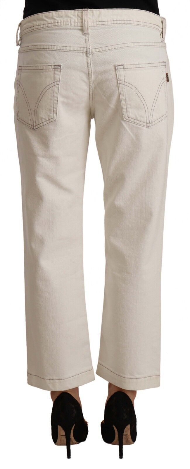 Jeans corti Dolce & Gabbana Chic Off-White: un must per le fashioniste