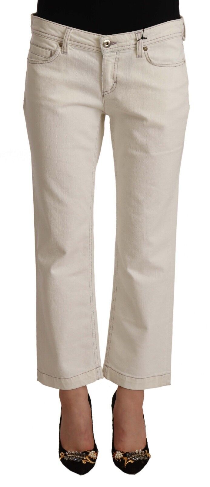 Jeans corti Dolce & Gabbana Chic Off-White: un must per le fashioniste