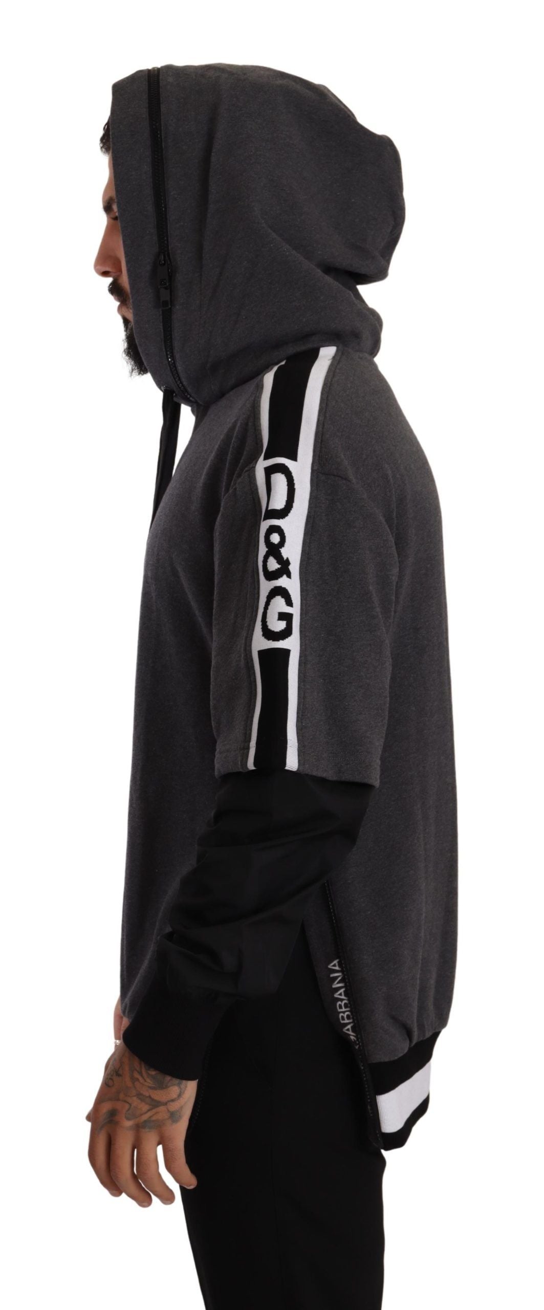 Felpa pullover nera e grigia con cappuccio elegante Dolce & Gabbana