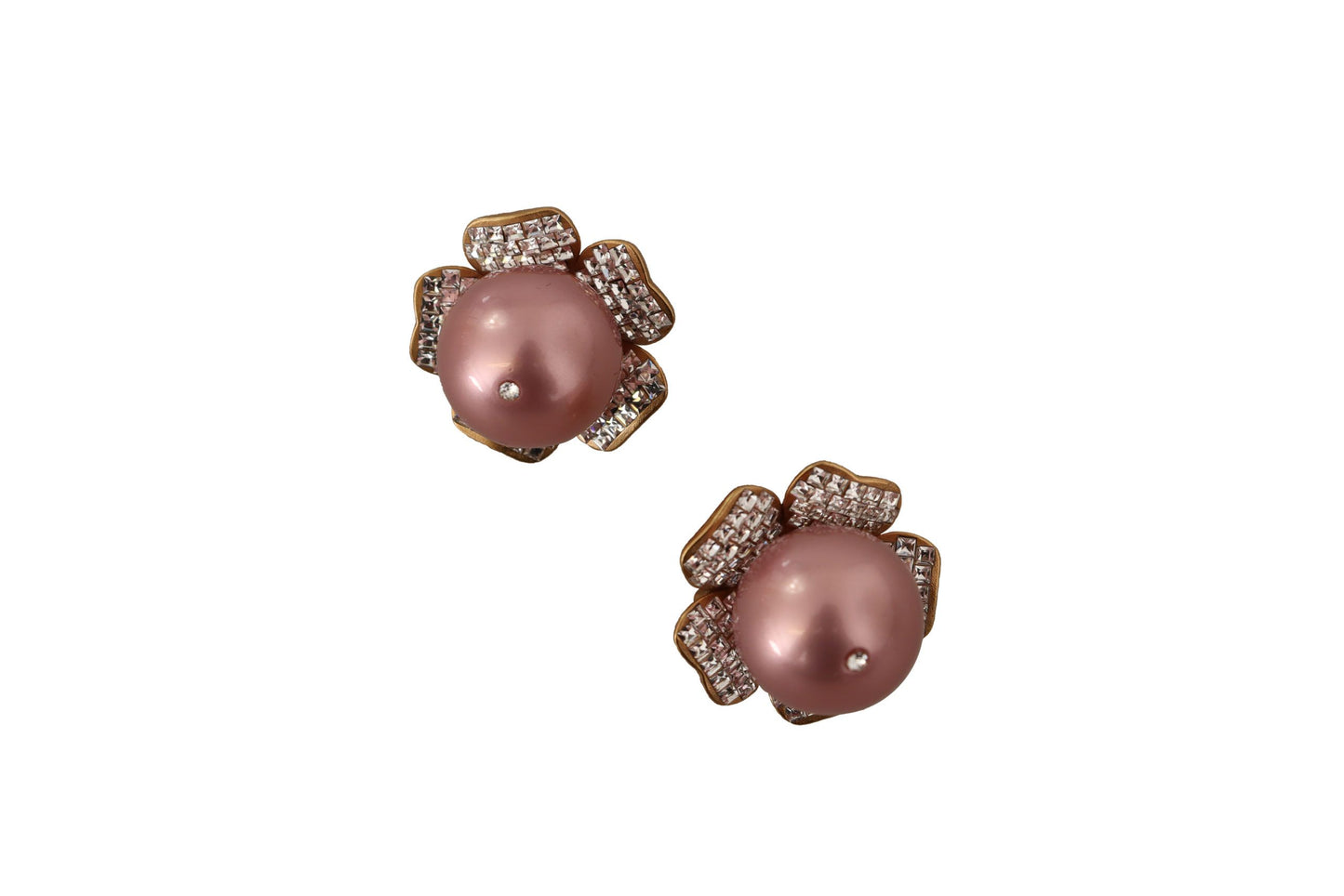 Dolce & Gabbana eleganti orecchini a clip con perle di cristallo floreali