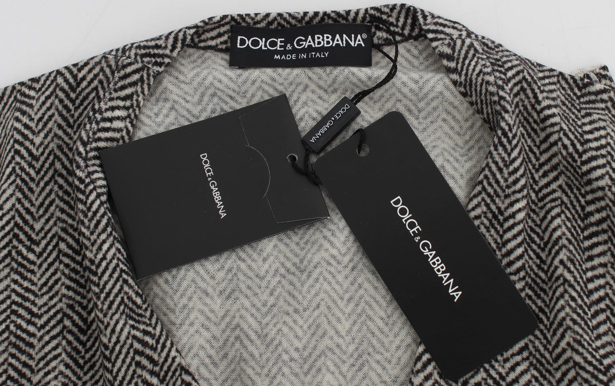 Dolce & Gabbana Elegante Cardigan in Lana Bianca e Nera