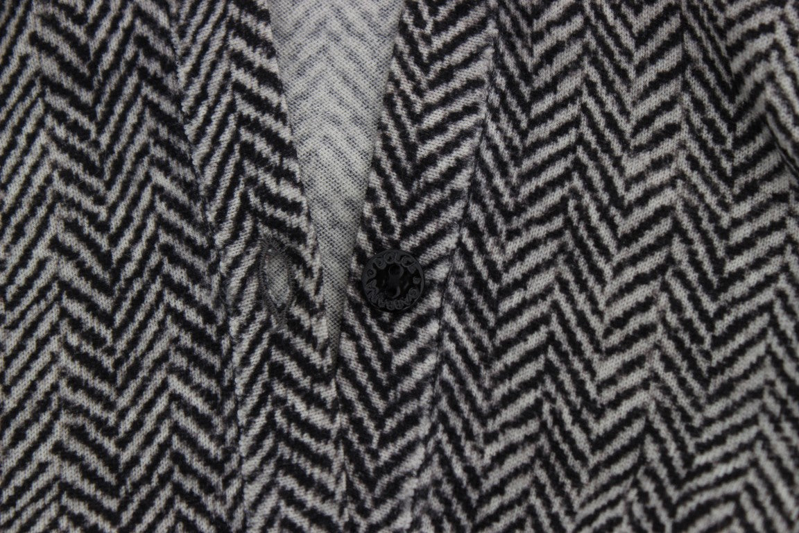 Dolce & Gabbana Elegante Cardigan in Lana Bianca e Nera