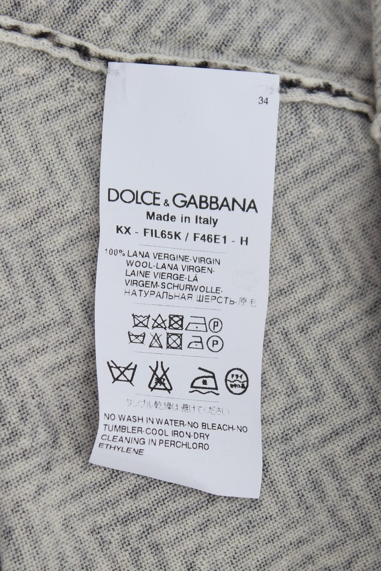Dolce & Gabbana Elegante Cardigan in Lana Bianca e Nera