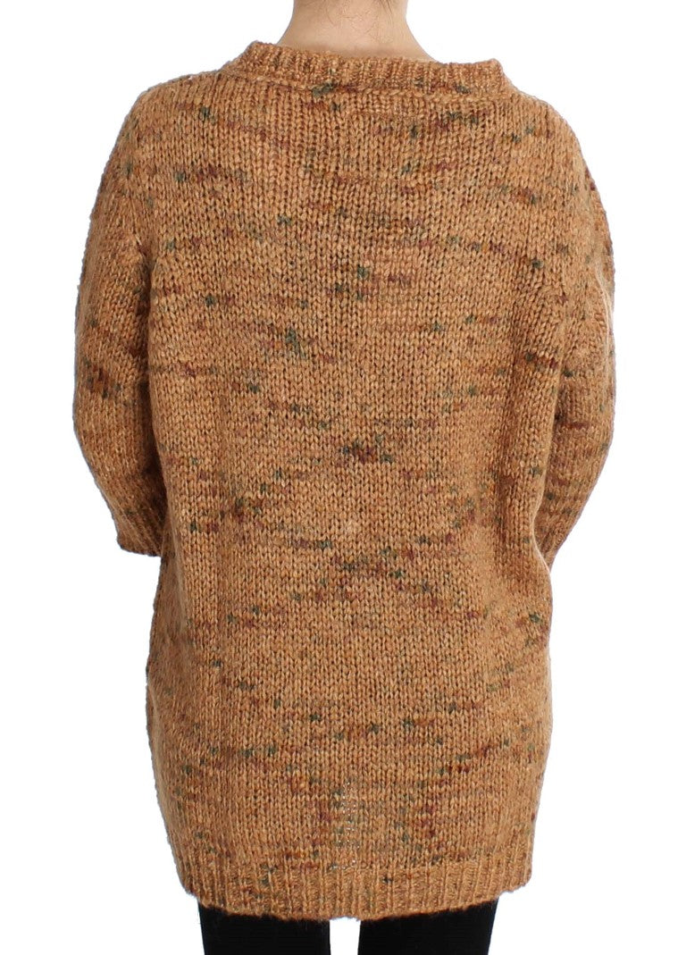 MEMORI ROSA Maglione con scollo a V lavorato a maglia oversize marrone chic