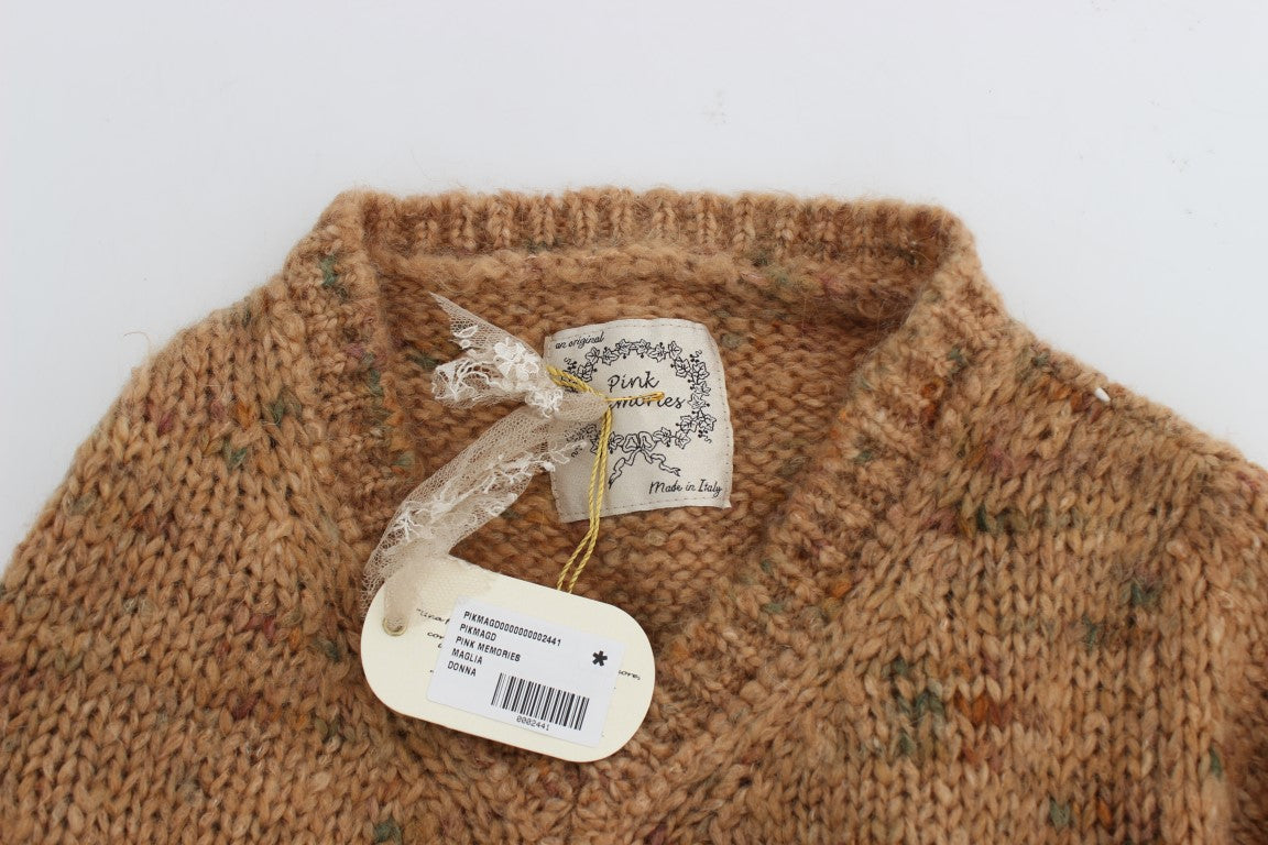 MEMORI ROSA Maglione con scollo a V lavorato a maglia oversize marrone chic