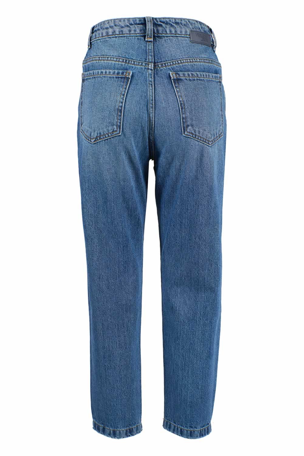 Sì Zee Jeans a vita alta in cotone blu da donna