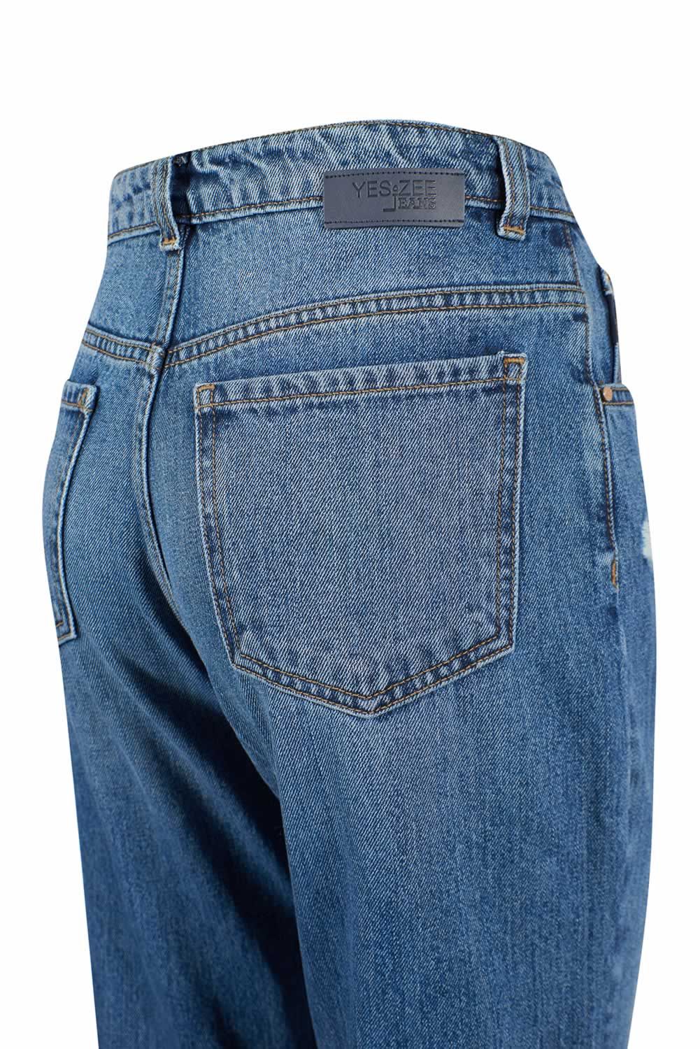 Sì Zee Jeans a vita alta in cotone blu da donna