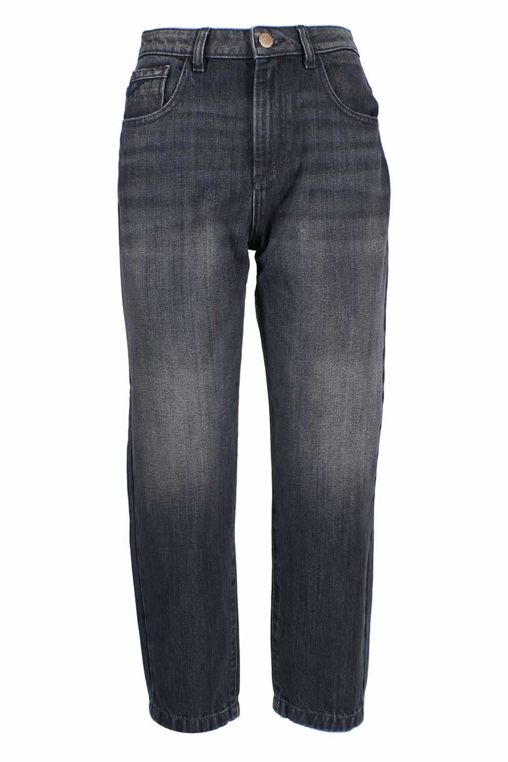 Sì Zee Jeans a vita alta in cotone nero da donna