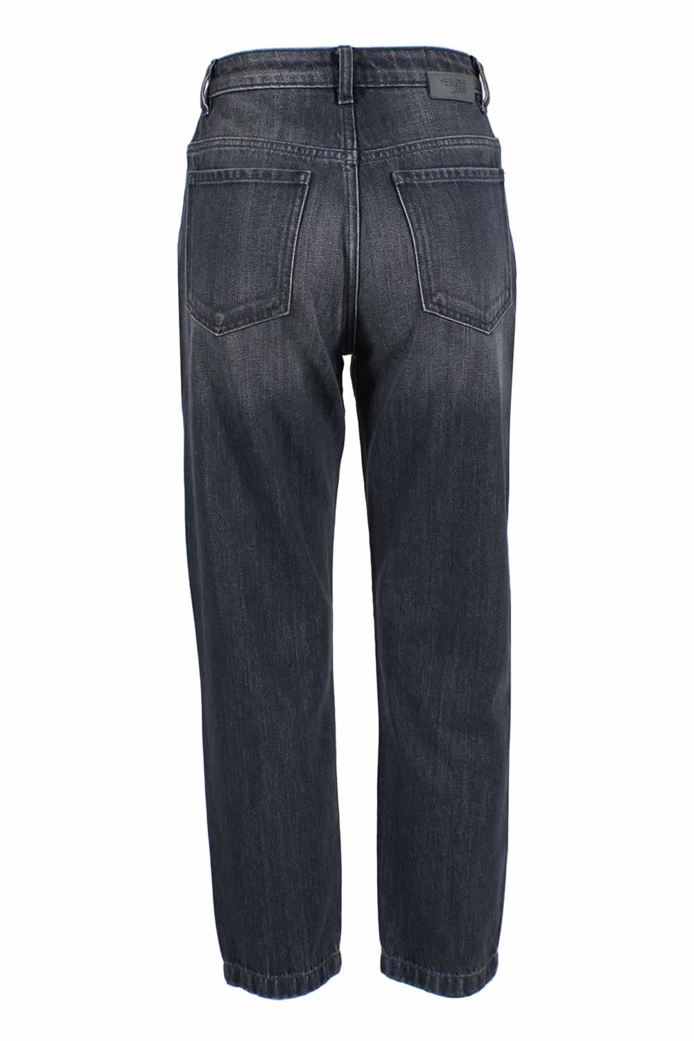 Sì Zee Jeans a vita alta in cotone nero da donna