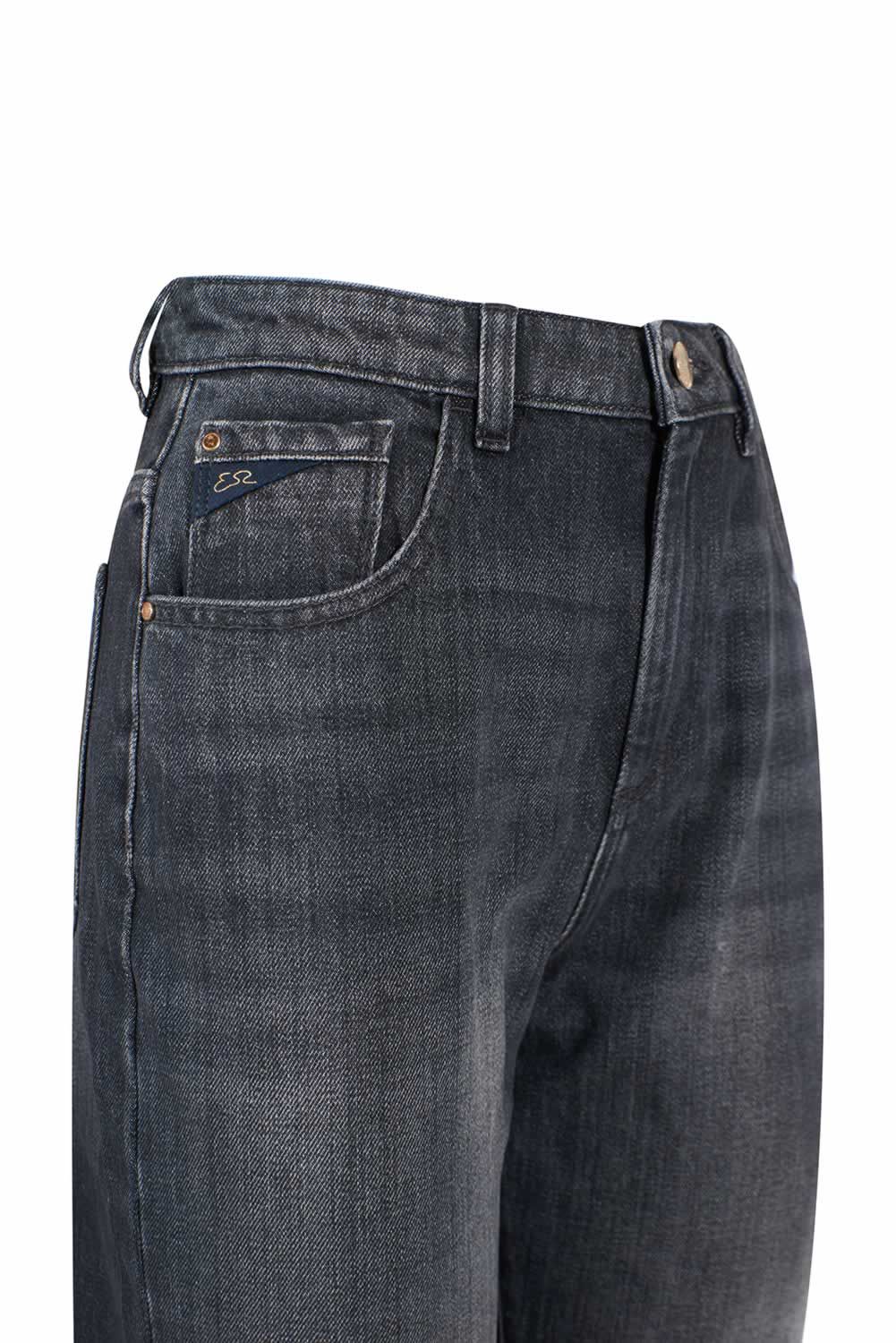 Sì Zee Jeans a vita alta in cotone nero da donna
