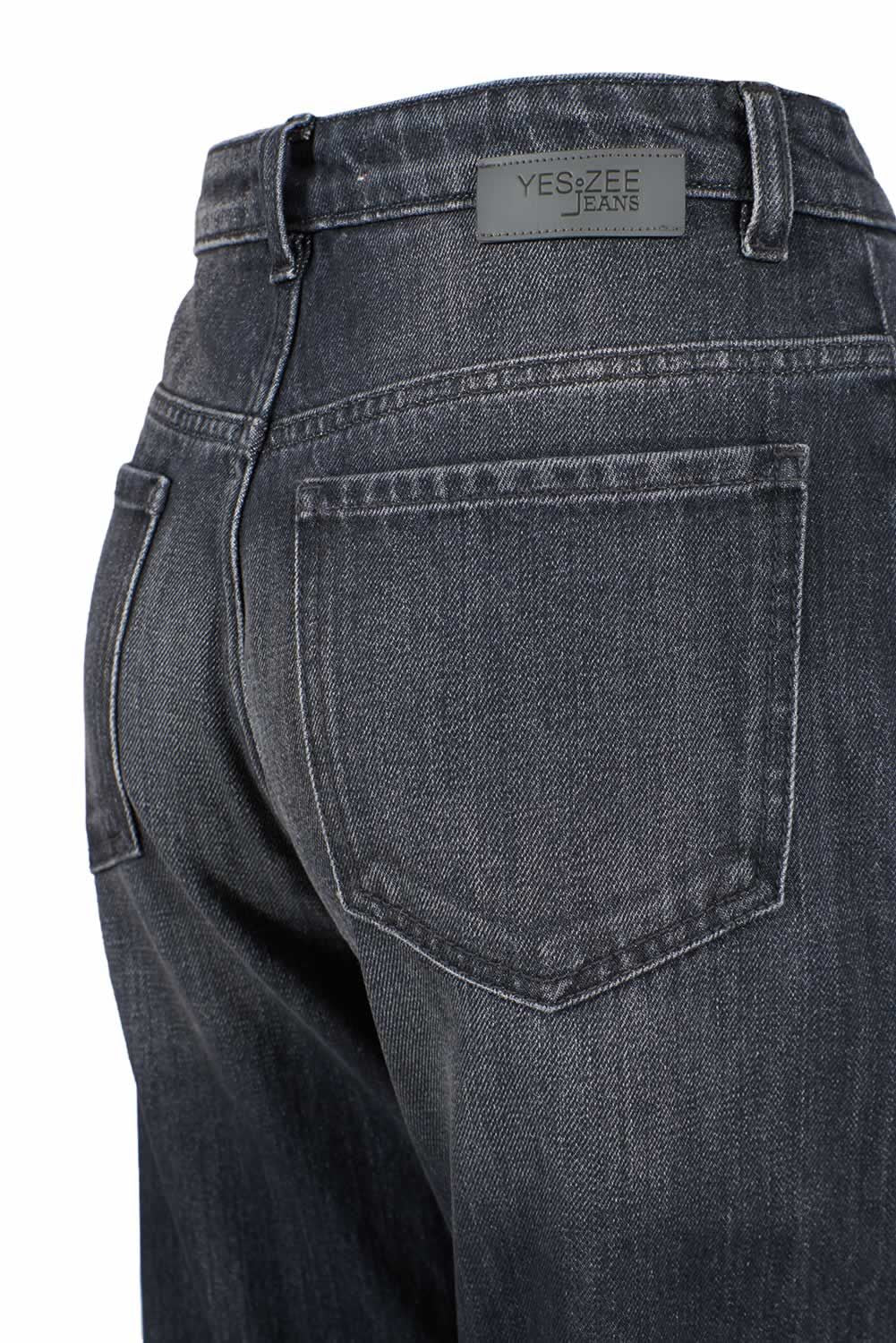 Sì Zee Jeans a vita alta in cotone nero da donna