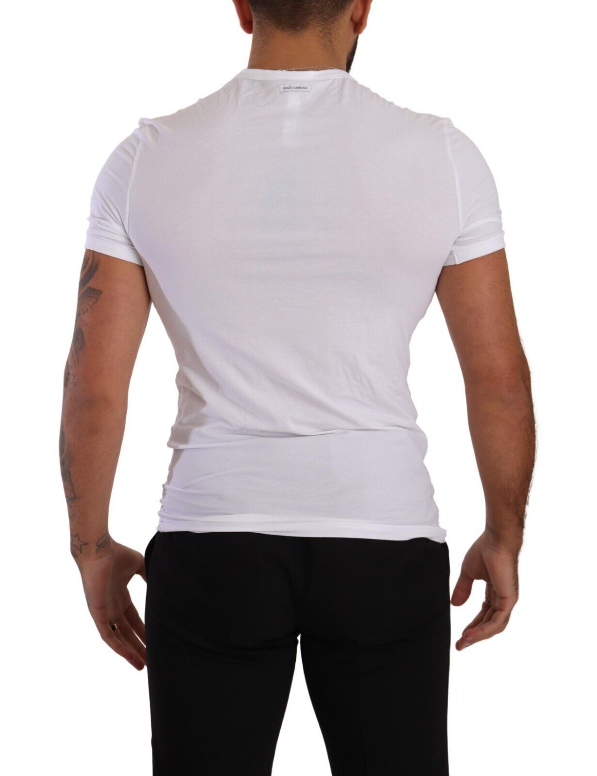 Dolce & Gabbana T-shirt girocollo elegante in misto cotone bianco