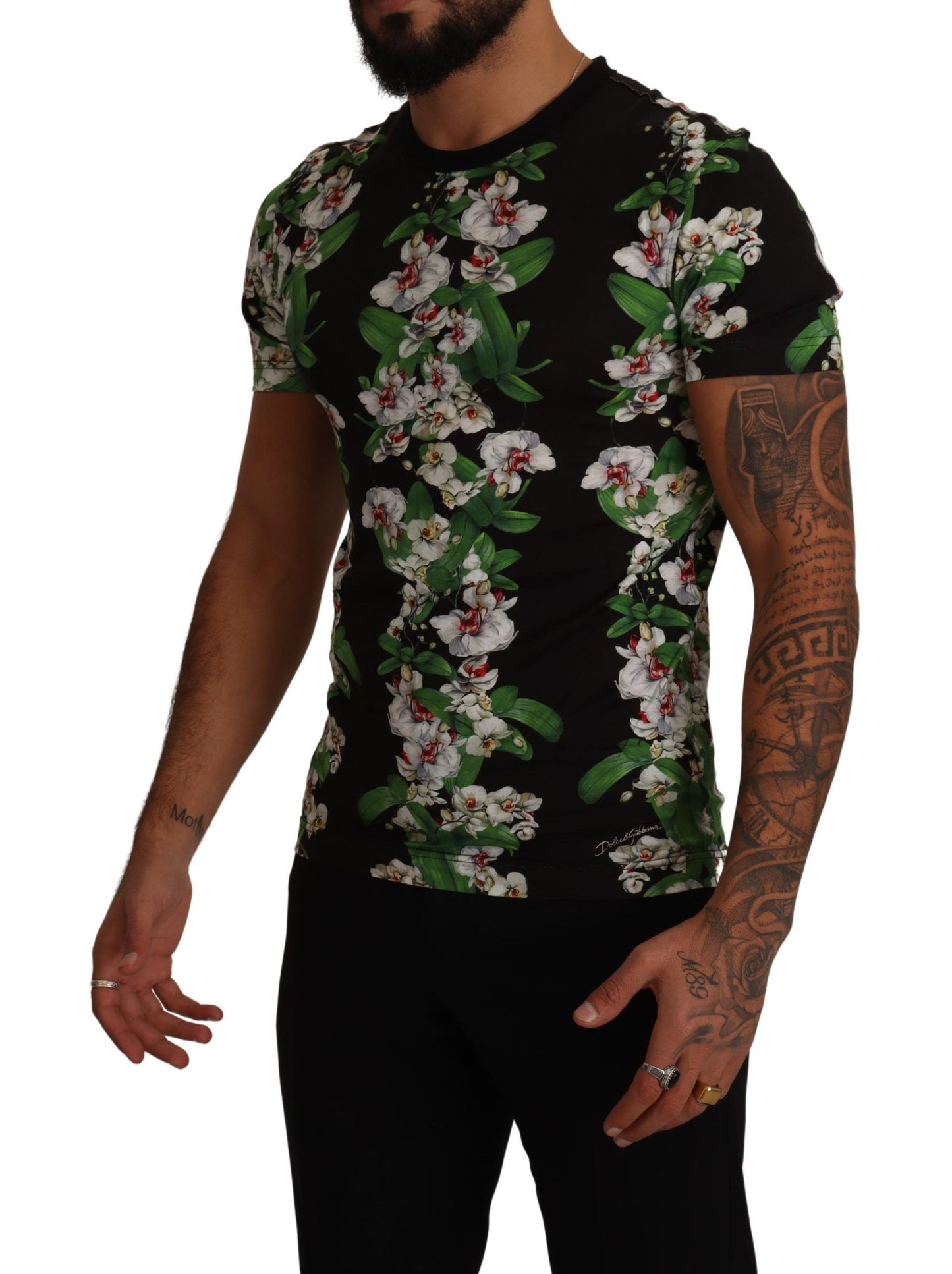 Dolce & Gabbana T-shirt girocollo elegante floreale da uomo