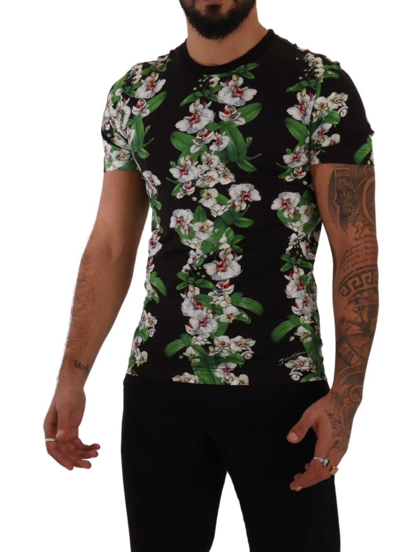 Dolce & Gabbana T-shirt girocollo elegante floreale da uomo