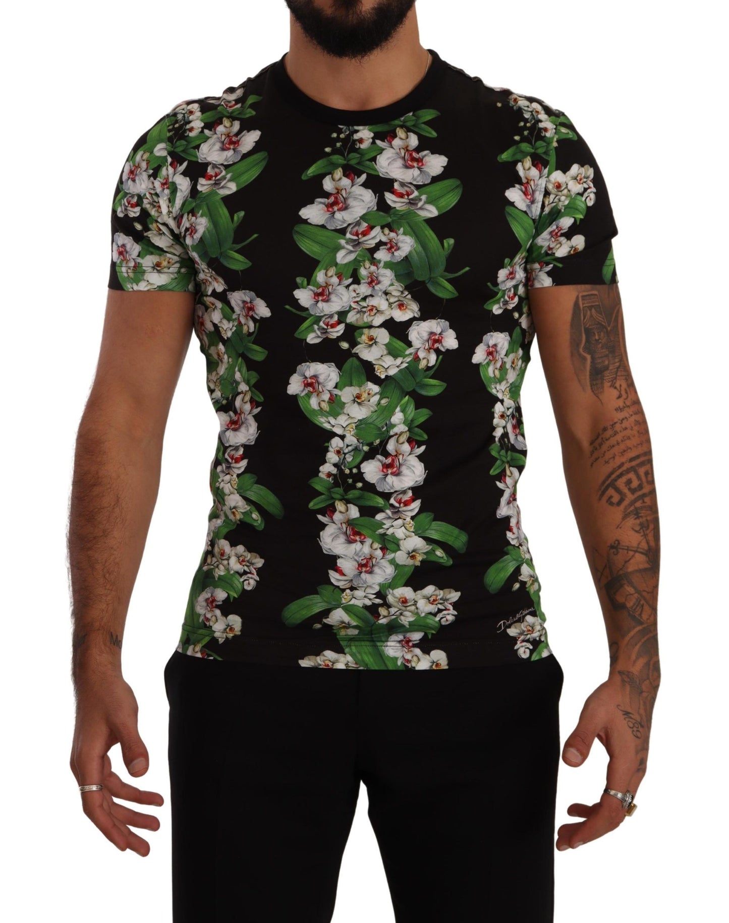 Dolce & Gabbana T-shirt girocollo elegante floreale da uomo