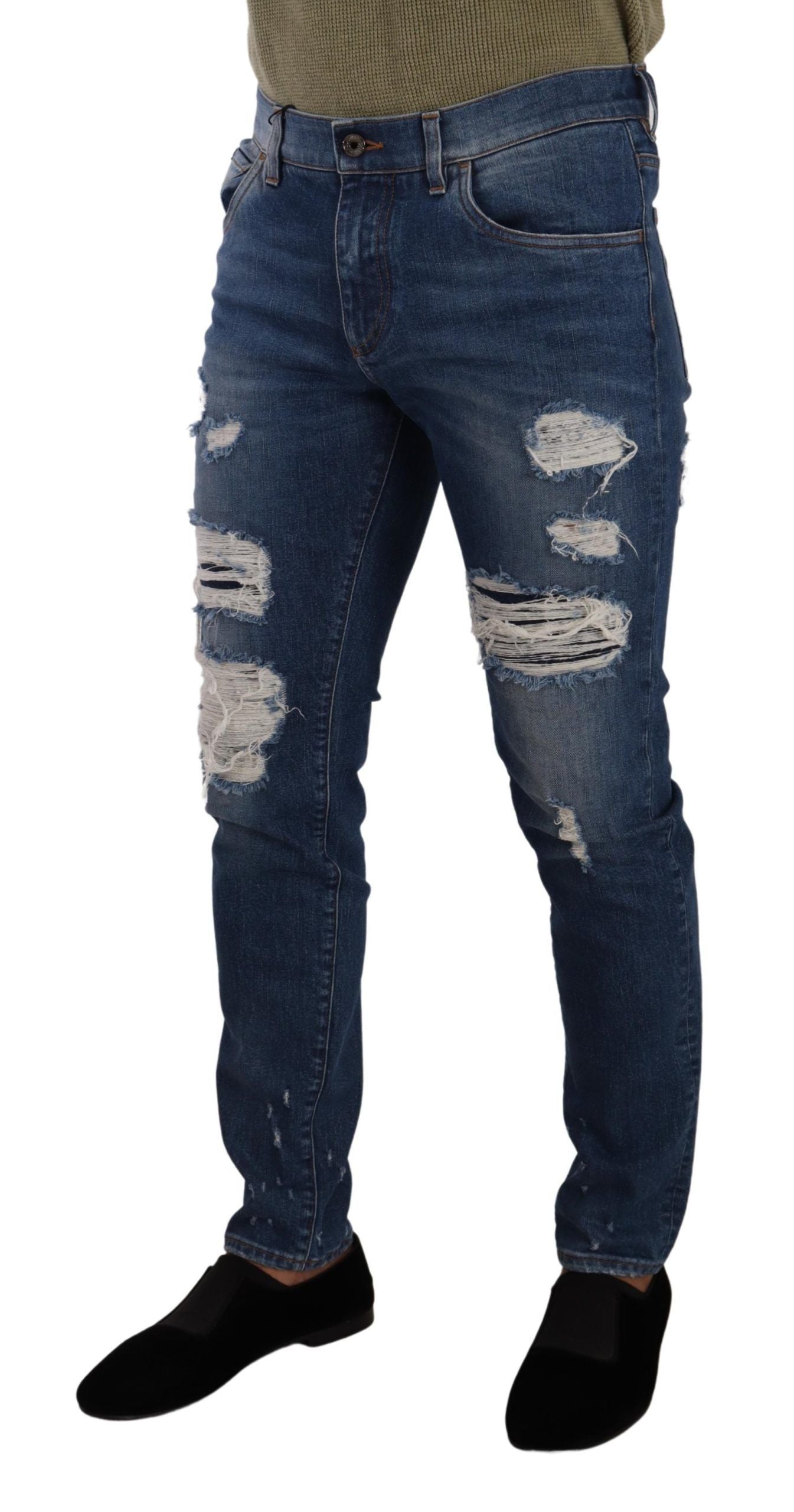 Jeans in denim slim fit effetto invecchiato Dolce & Gabbana