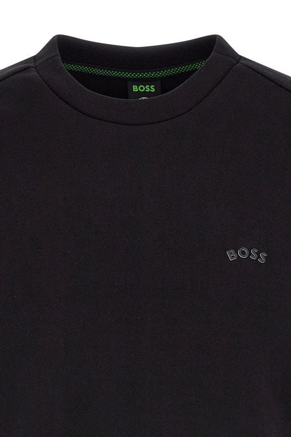 Hugo Boss Элегантный черный хлопковый свитшот с круглым вырезом