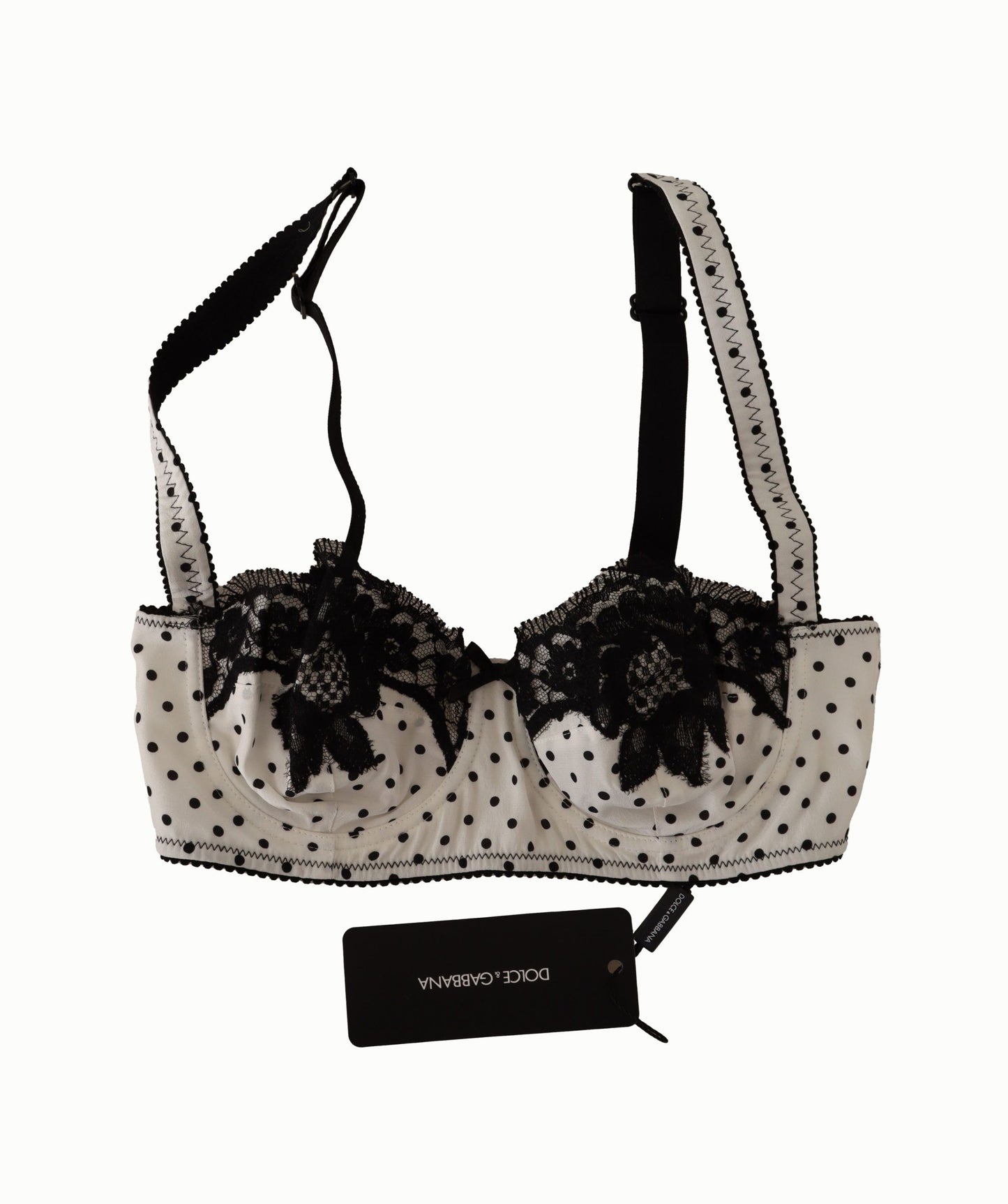 Dolce & Gabbana Элегантный белый шелковый бюстгальтер из кружева и горошка