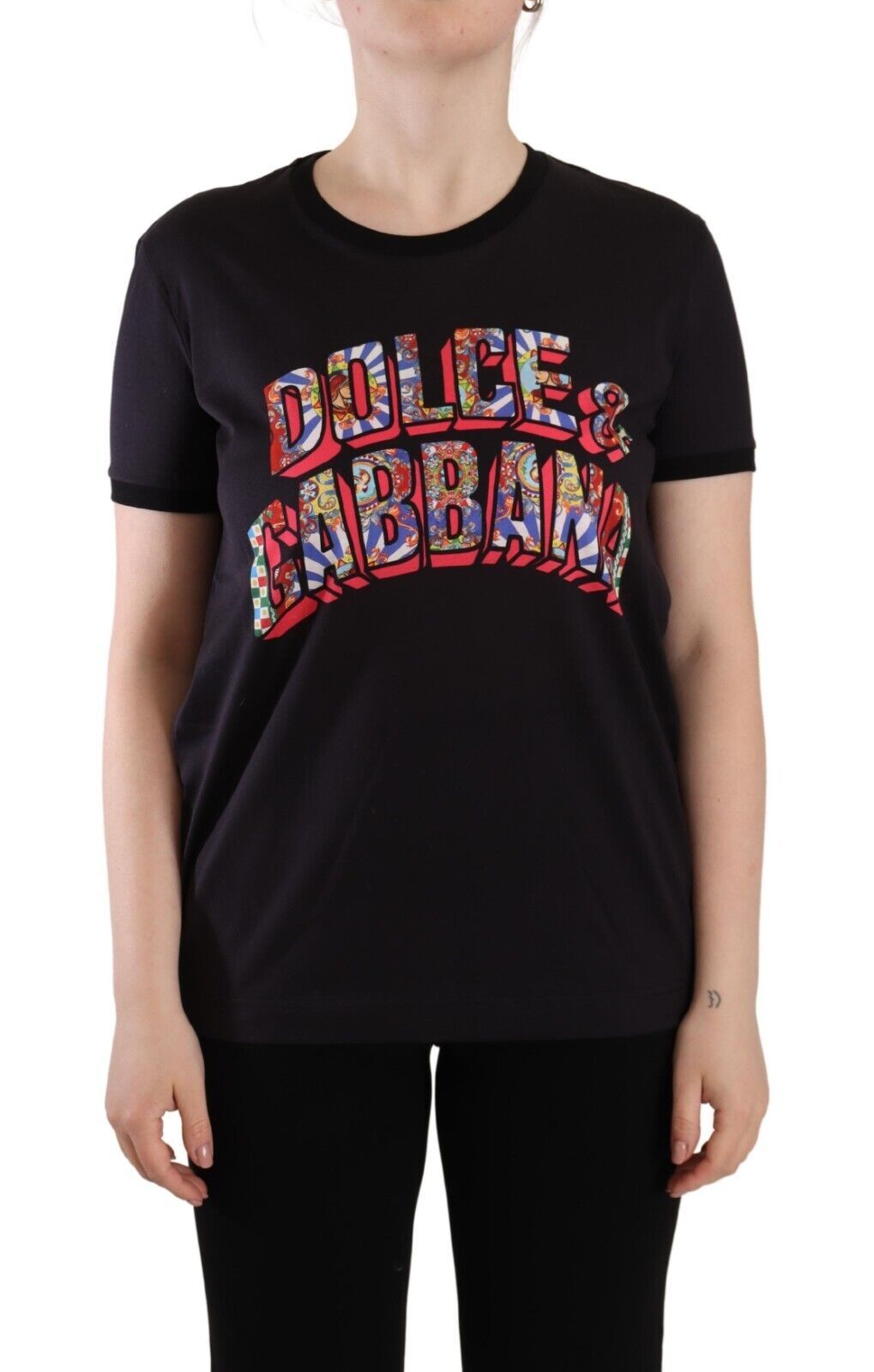 T-shirt con logo girocollo nero chic Dolce & Gabbana