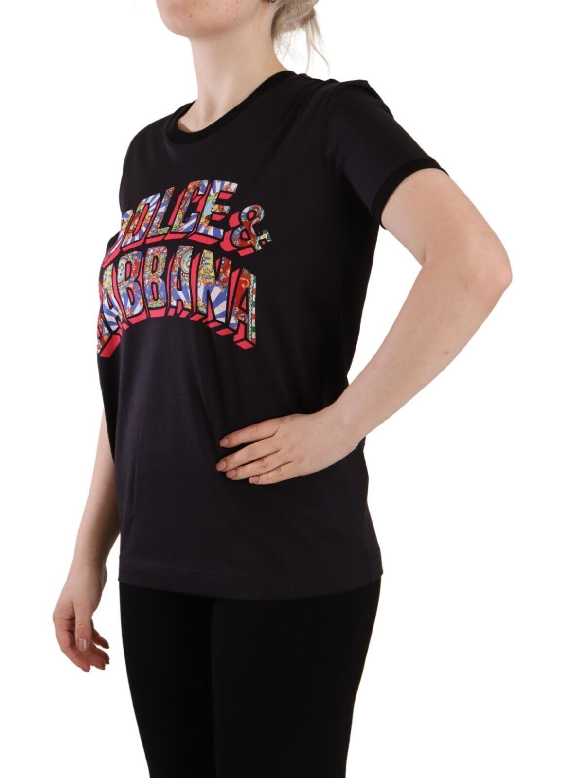 T-shirt con logo girocollo nero chic Dolce & Gabbana